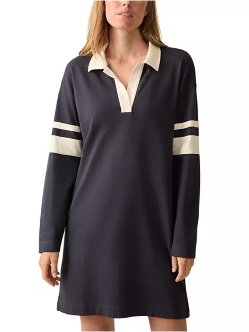 🌟Faherty Sport Jersey Polo Dress Navy Blue Size Medium Casual Stretch Dress